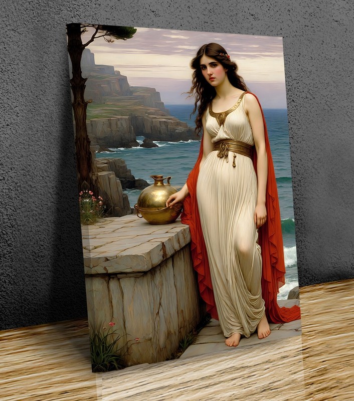 Miranda inspired John William Waterhouse mounted canvas print ready to hang