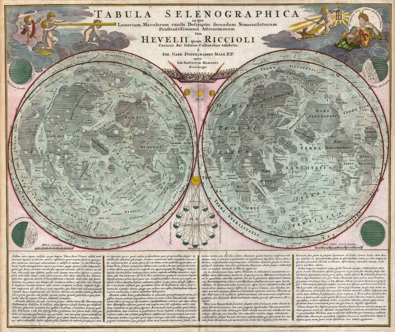 Homann and Doppelmayr : «Map of the Moon» (1707 or 1742) — Giclee Fine Art Print