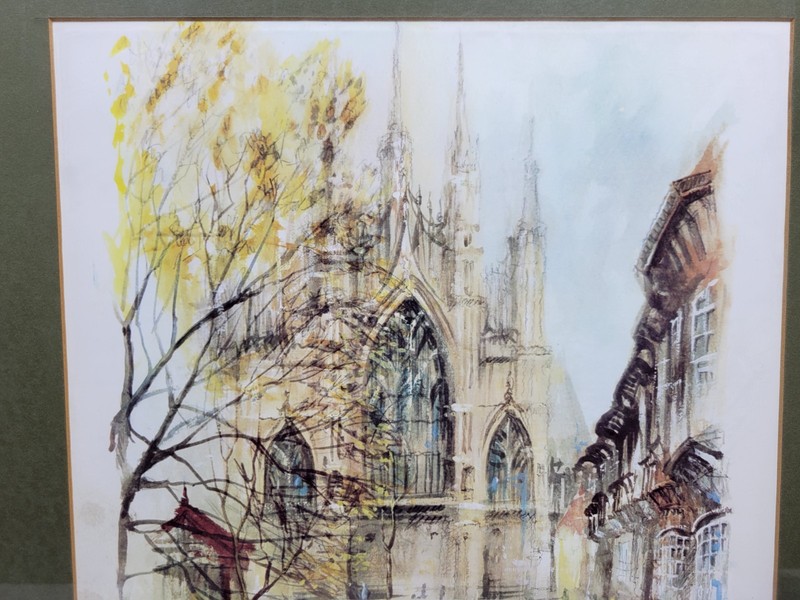 York Minster Framed Print Ben Maile Mounted 50x40cm Gilt Frame Rare Vtg Prop gallery