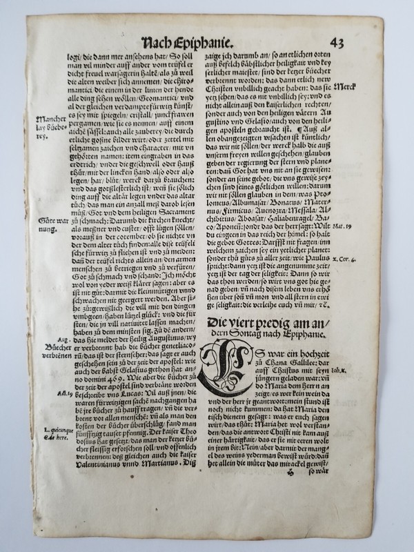 Woodcut Print Leaf 1530 Christian Gospels (like Bible Leaf) *pick one* read desc