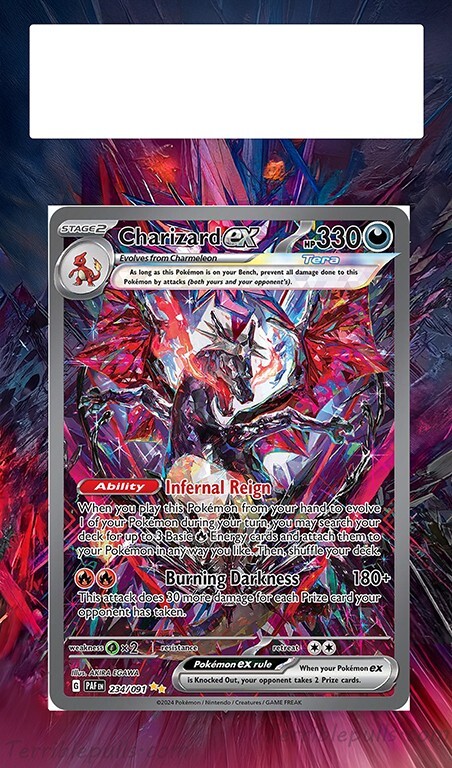 Pokemon Extended Art Insert for PSA Slab + Black Case- Charizard EX 234 NO CARD