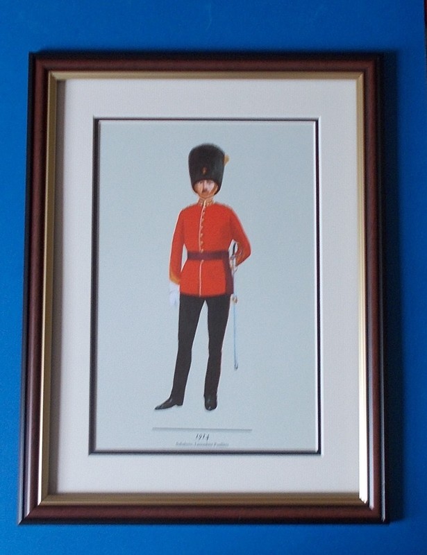 British Army Framed Print LANCASHIRE FUSILIERS I D 195 X 295 OD 330 X 430