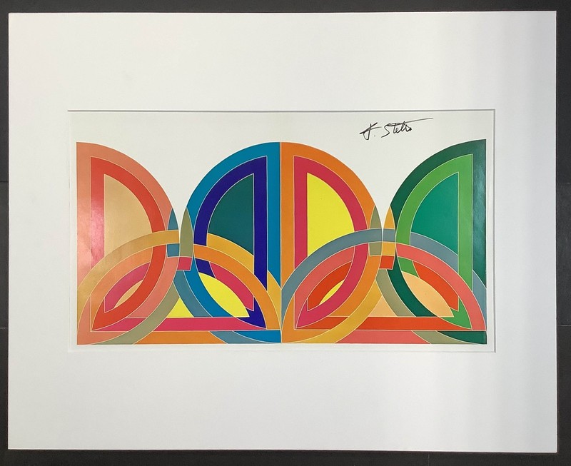 FRAME READY – Hand signed Frank Stella Offset Lithograph – Matted – 20×16 Inch