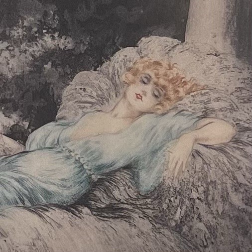 Louis Icart “Sleeping Beauty” Custom Framed/Matted 24x21 Art Deco gallery