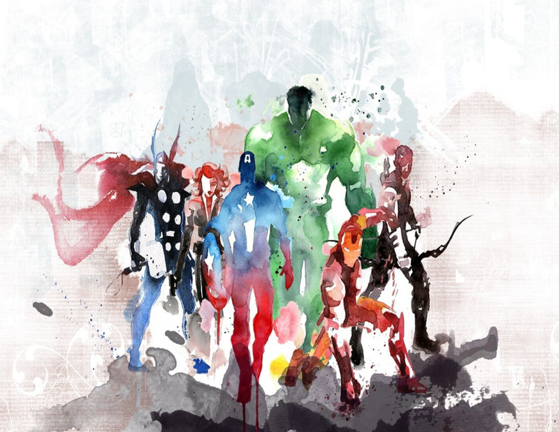 Marvel Avengers Paint Watercolour Large Wall Art Framed Canvas Picture 20×30″