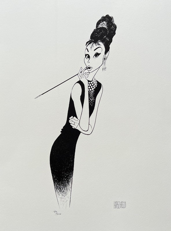 AL HIRSCHFELD AUDREY HEPBURN Facsimile Signed Limited Edition Lithograph Art gallery