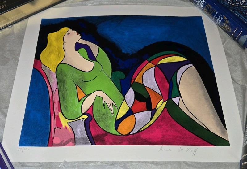 Linda Le Kinff Mercredi Matin Signed Numbered Serigraph 12 1/4″ x 15 1/4″