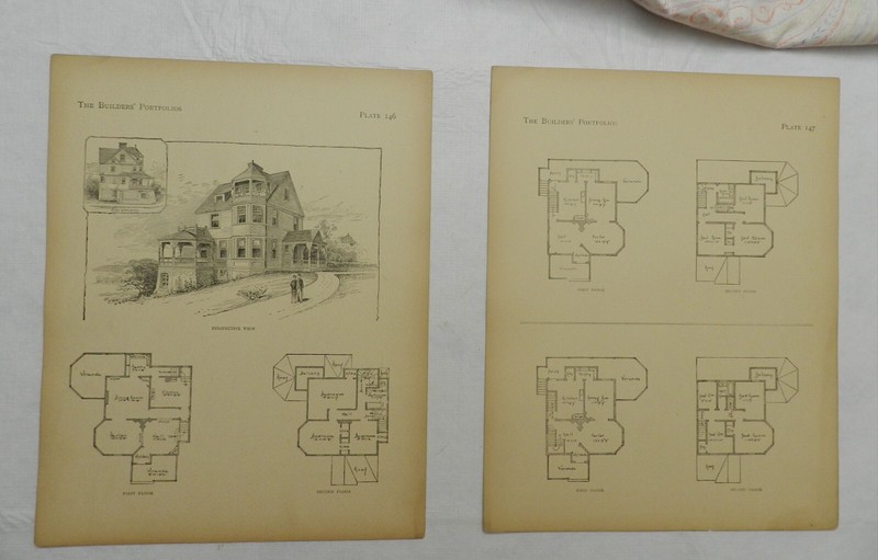 1886, Architectural Plate #146-7, House&Floor Plan from «The Builders Portfolio»
