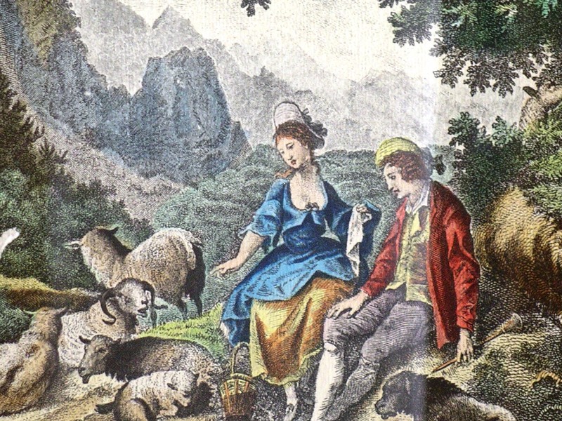 1776 Francesco Bartolozzi Original Hand-Colored Engraving & Stiple, Framed