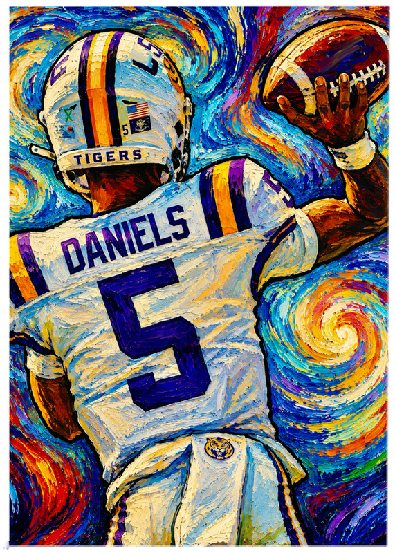 JAYDEN DANIELS * LSU Tigers * FOOTBALL * Illustrated Art Card * ATC ACEO