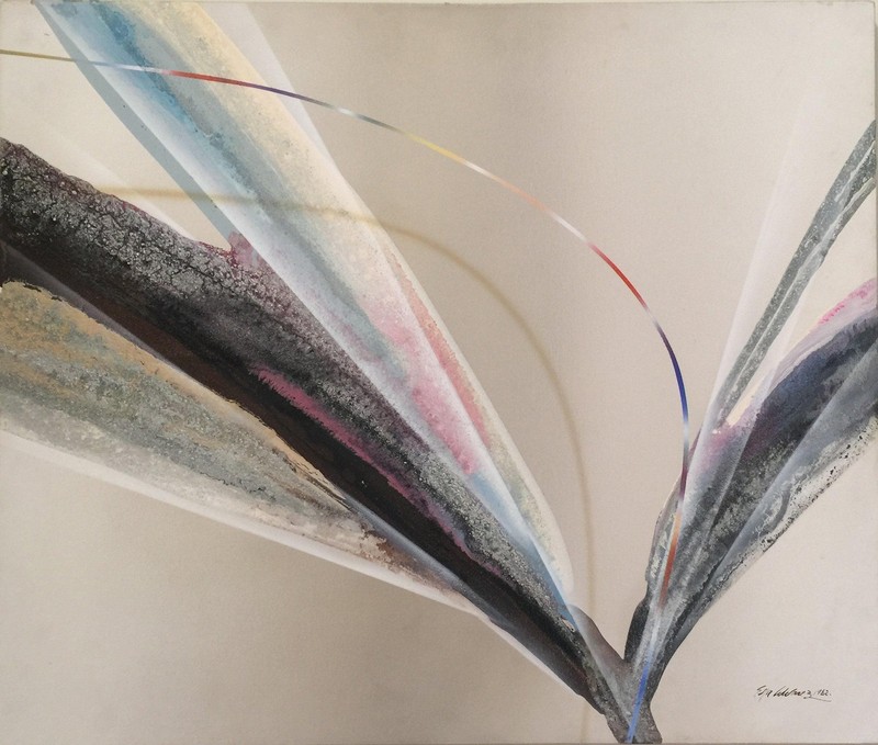 Elba Alvarez, Violet Action, Oil on Canvas, signed l.r.