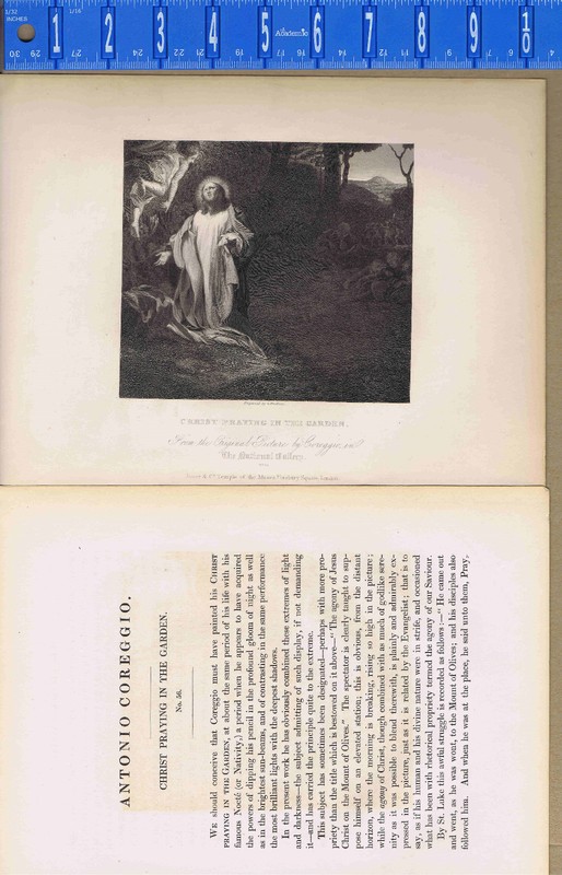 CHRIST PRAYING IN THE GARDEN by Coreggio- 1832 Engraved Print Plus BONUS Page gallery