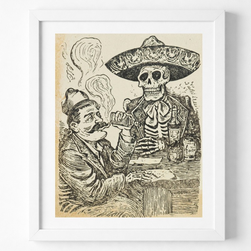 Day of the Dead Skeleton Wall Art Print 8x10 Mexican Folk Decor - 260401146 gallery
