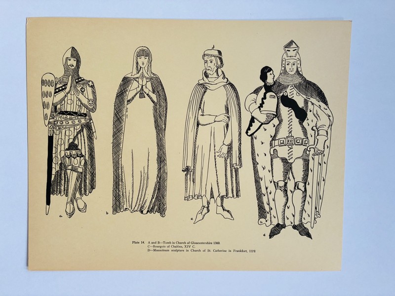 Medieval Outfits Antique Print of Middle Ages Typical Dress Knights in Armor gallery