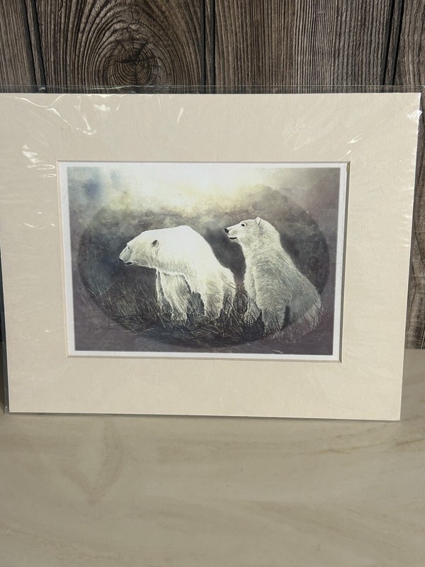 Polar Bear Print Canadian Artist Jennifer LaBella Matted New 8”x10” Nature