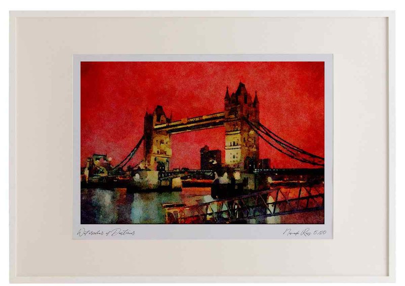 808005 Tower Bridge, London At Sunset, England, U.K. Watercolour Picture Frame