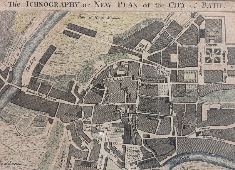 Antique Print c. 1760, New Plan of the City of Bath, Rare Historic England Gifts gallery
