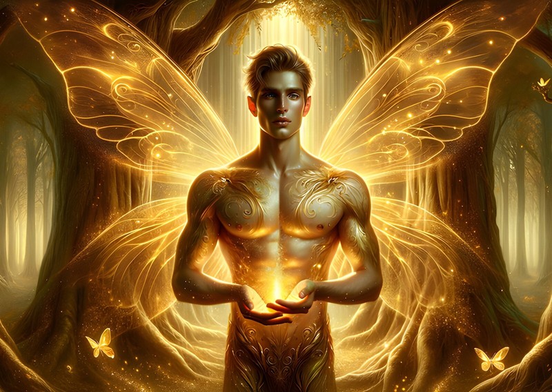 Handsome Male Gold Fairy 03 – A3 Size Borderless Print