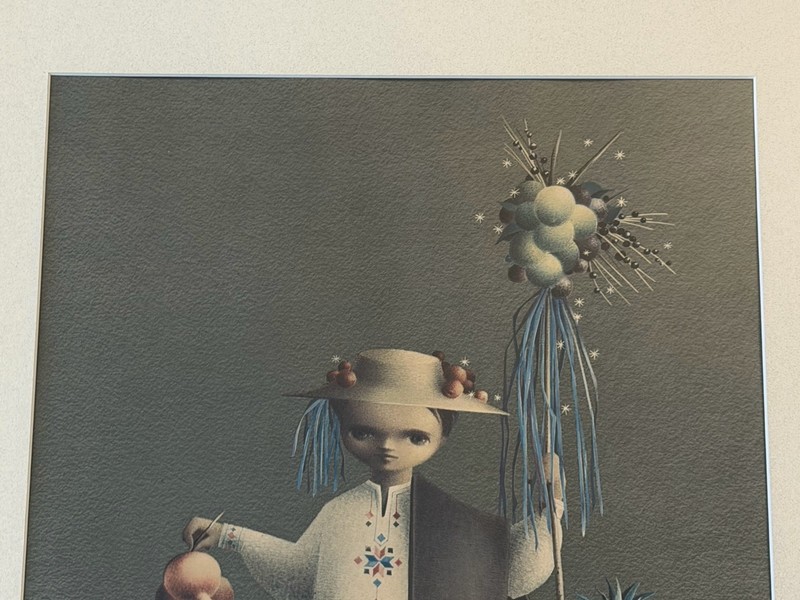 "The Little Fruit Vendor" Alejandro Rangel Hidalgo Lithograph Art Print Mexico gallery