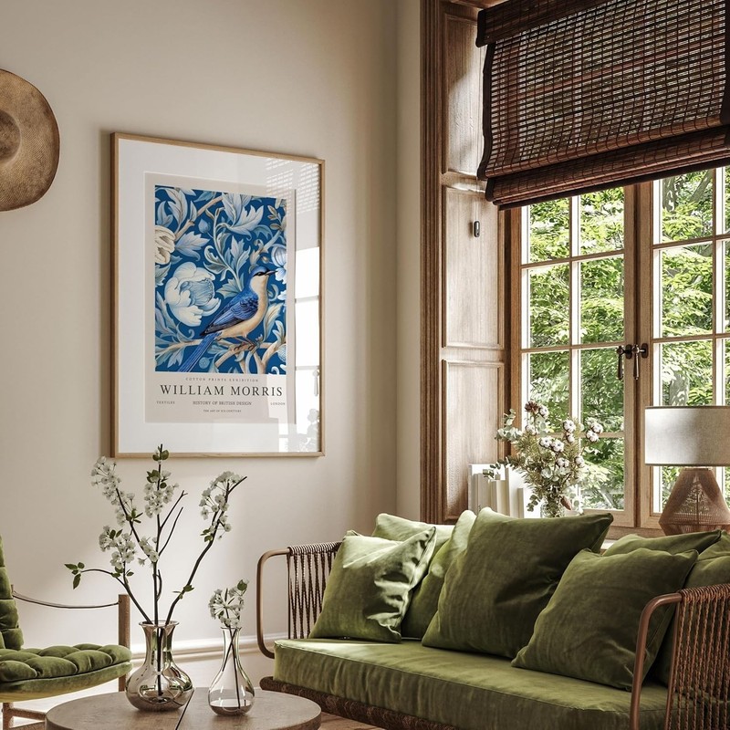 William Morris Blue Bird Art Canvas Print Poster Cotton Prints 20×30  30x40 cm gallery