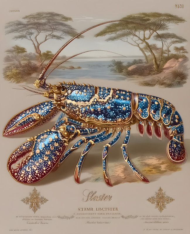 8×10 Blue Lobster Savanna Art Print – 514556109