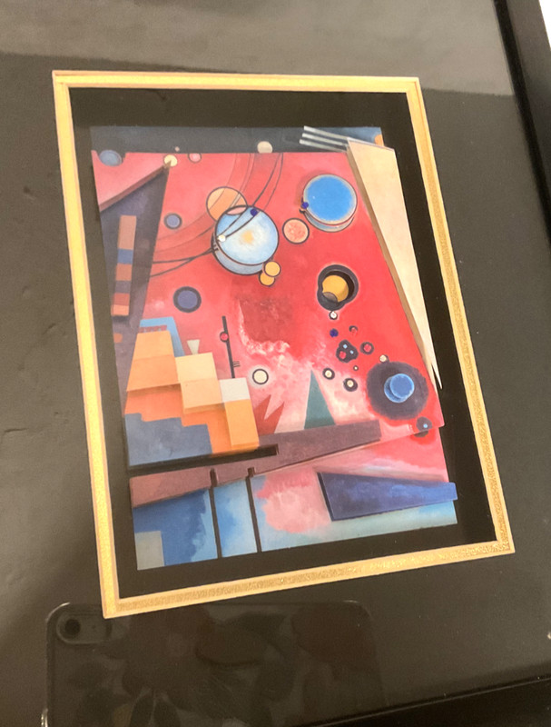 Repro of Wassily Kandinsky 1924 framed abstract painting HEAVY RED, 3D effect gallery
