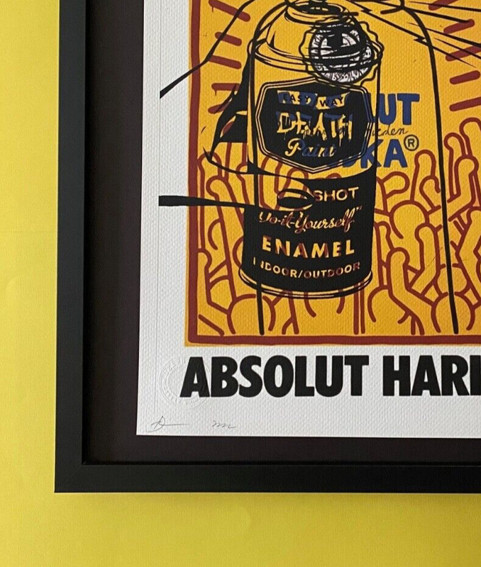 DEATH NYC Hand Signed LARGE Print Framed 16x20in COA ABSOLUT HARING GRAFFITTI N gallery