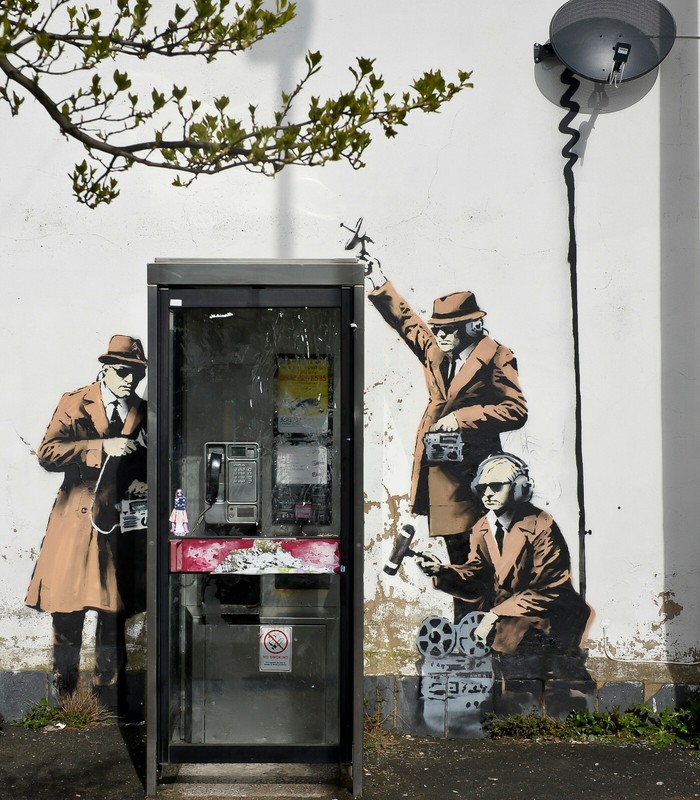 Banksy, Spy Booth, Graffiti Art, Canvas Print, 14″x16″