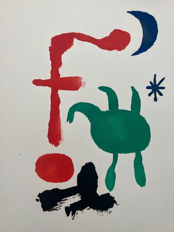 Joan Miro «Woman and Bird in the Night» Original Pochoir / Stencil 1947