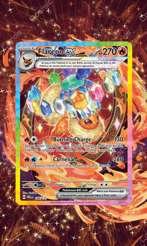 Flareon ex · Prismatic Evolutions 146 Display Case Extended Art for Pokemon Card