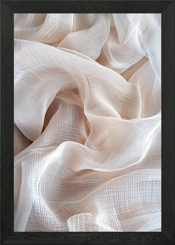 White Sheer Fabric Texture Framed Wall Art Poster Canvas Print Picture