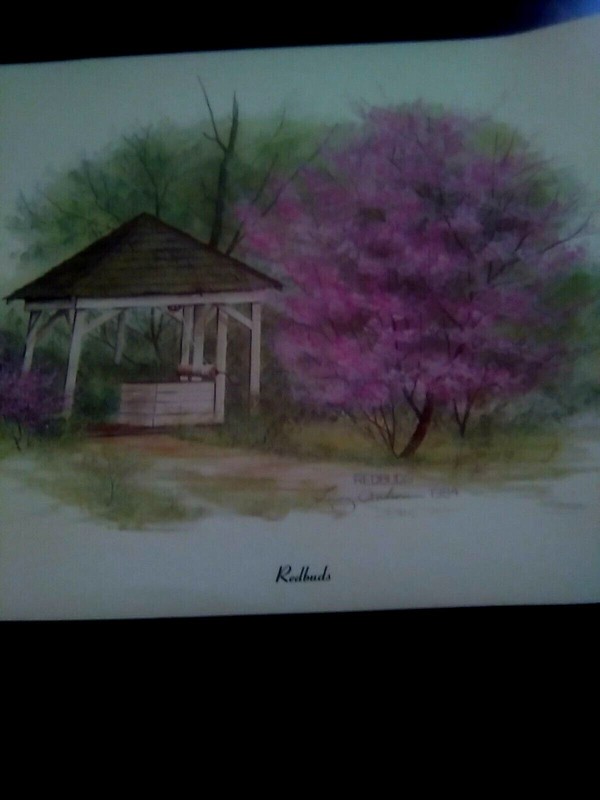 Larry Dodson 1984 "Redbuds" original signature Print-see special in description gallery