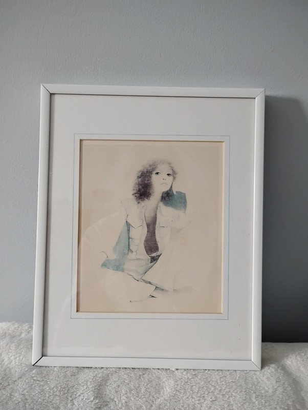 Litho In USA Summer Mood Woman 5×7 Framed 8×10 Signed 1976 See Description