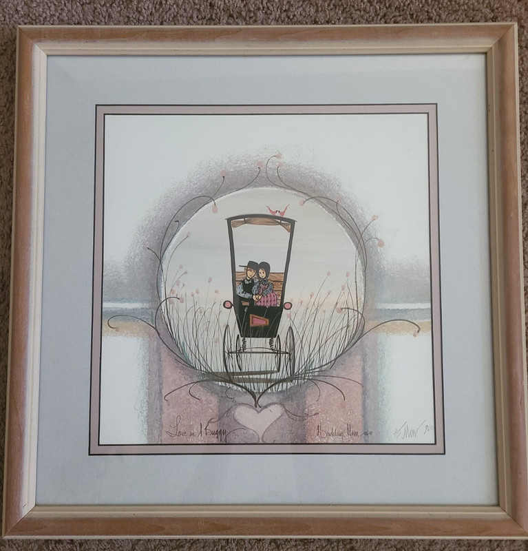 P Buckley Moss ‘Love in a Buggy’ Signed Numbered 528/100 Framed Print Amish ’96