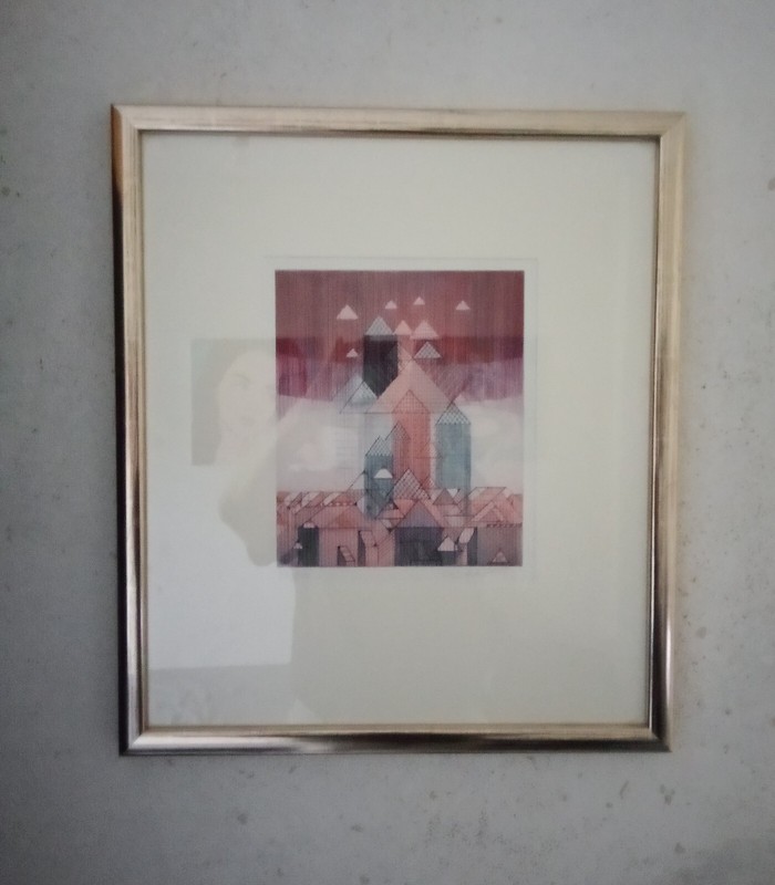 Reimund Franke Skyline Colour Etching Aquatint 1986 Signed Framed L62xW53.5cm
