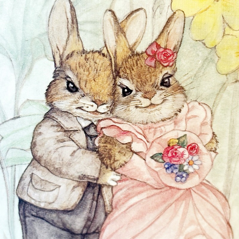 D Esposito Bunny Couple Print Framed 5x7 Easter Nursery Decor Cottagecore gallery