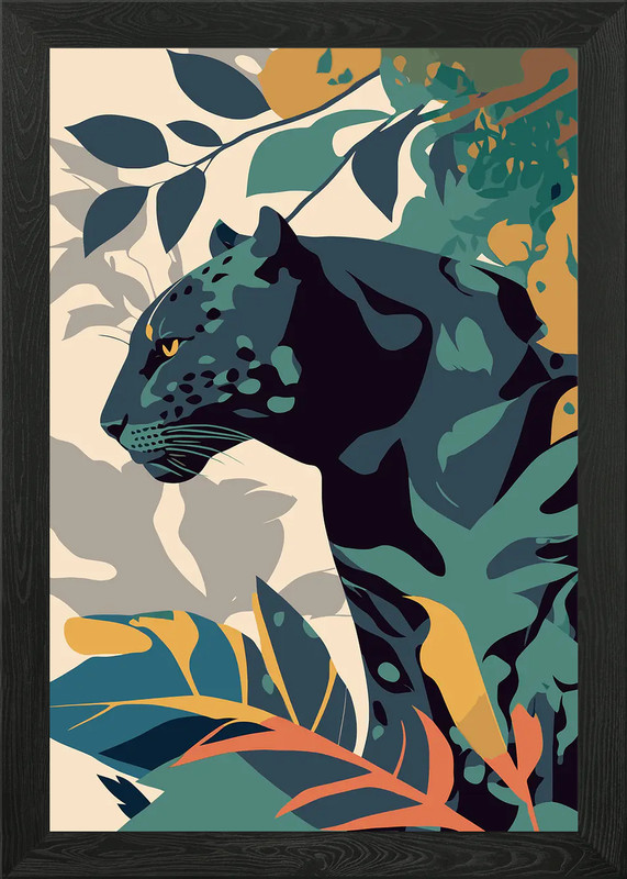 Leopard silhouettes Framed Wall Art Poster Canvas Print Picture