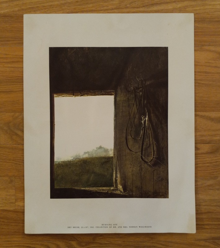 Vintage 1961 Andrew Wyeth Print BURNING OFF Maine Barn Collection of Woolworth