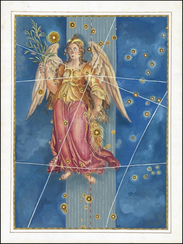 Virgo The Virgin Zodiac 1603 Johann Bayer Uranometria Star Map Celestial Chart A