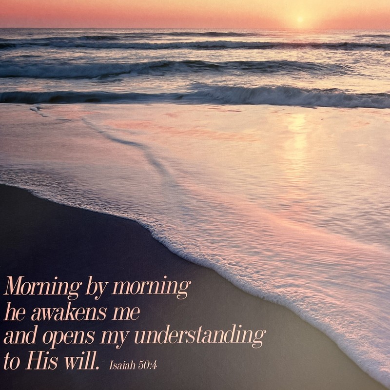 Isaiah 50:4 Tranquil Ocean Sunrise Print Art Bible Verse 19 X 24-1/4 inch gallery