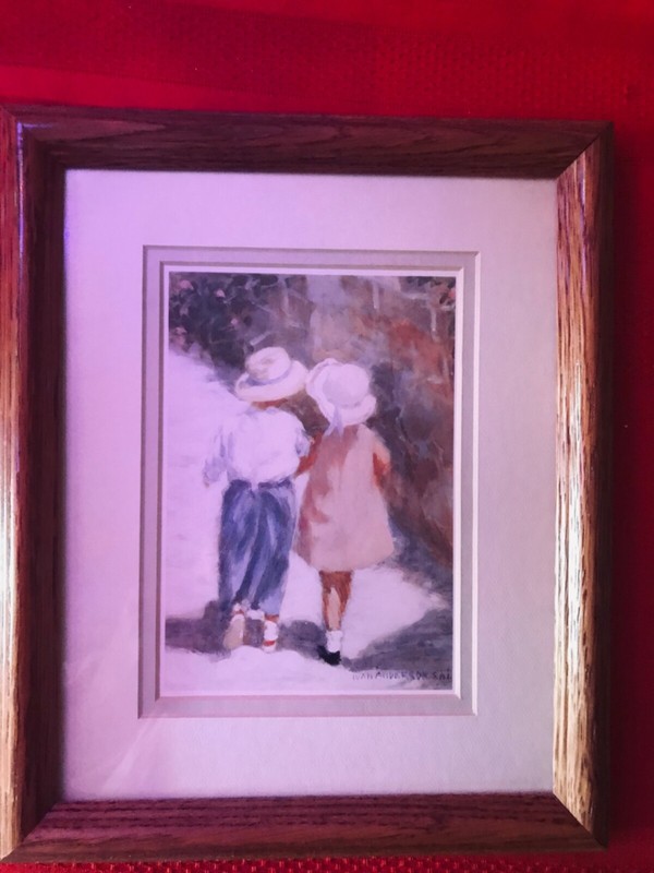 Vintage IVAN ANDERSON S.A.I. Art Print “SECRETS” Wood Frame Double Matted SIGNED gallery