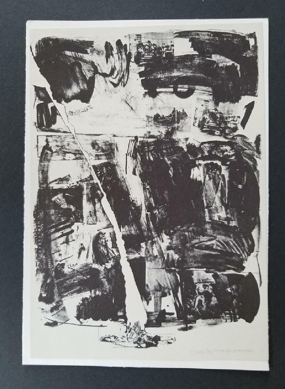 Robert Rauschenberg «Accident» Mounted b/w offset Lithograph 1973