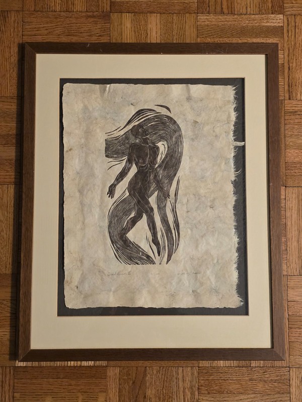 Vtg 2000 Framed Ltd Ed Woodcut Print w/ Cert Of Authenticity #41 of 100