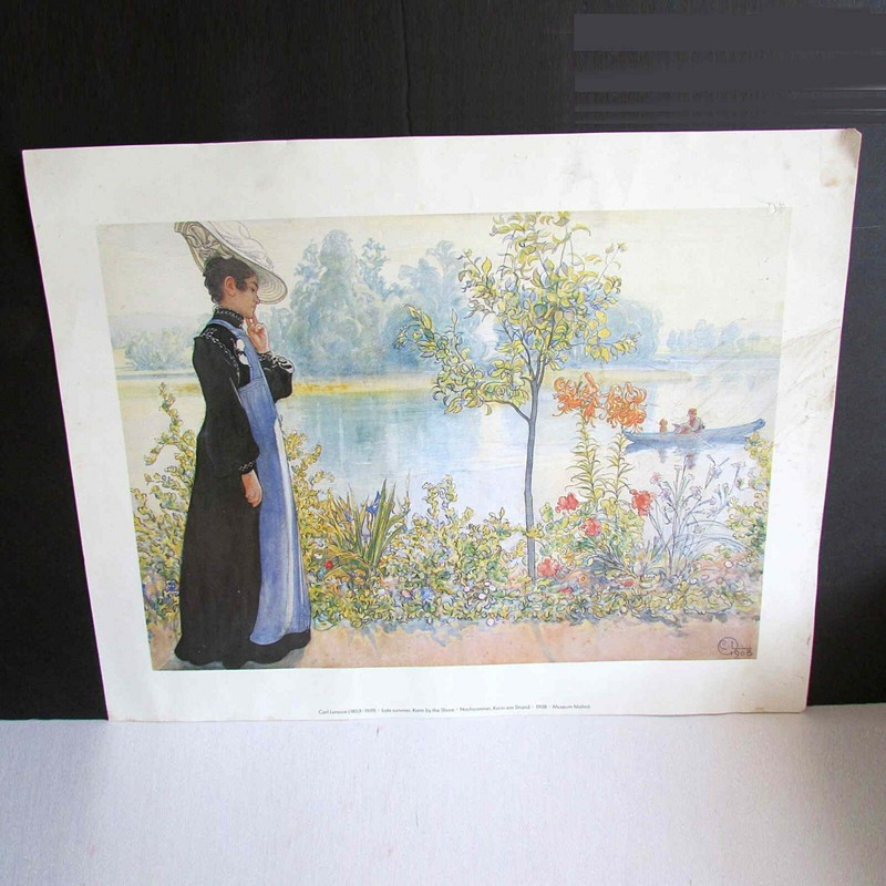 Carl Larsson Print «1908 ‘Karin by the shore’ Watercolor» 15.75×12.25″ FREE SH