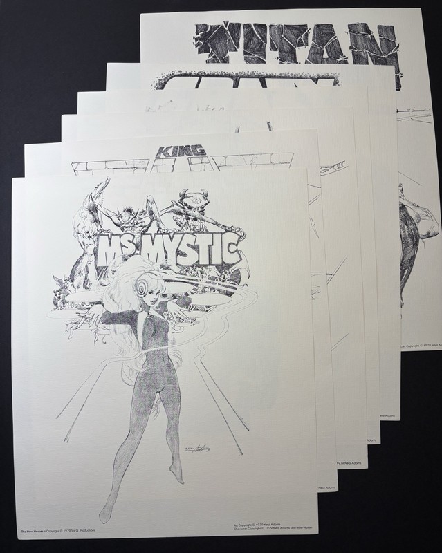 Neal Adams Signed Autographed Portfolio New Heroes 1979 Sal Q Ms Mystic 11”x14” gallery
