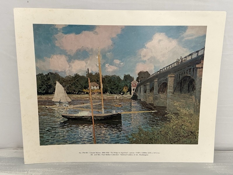 VTG, Claude Monet Fine Art Print The Bridge At Argenteuil 11″ x 14″ National Art