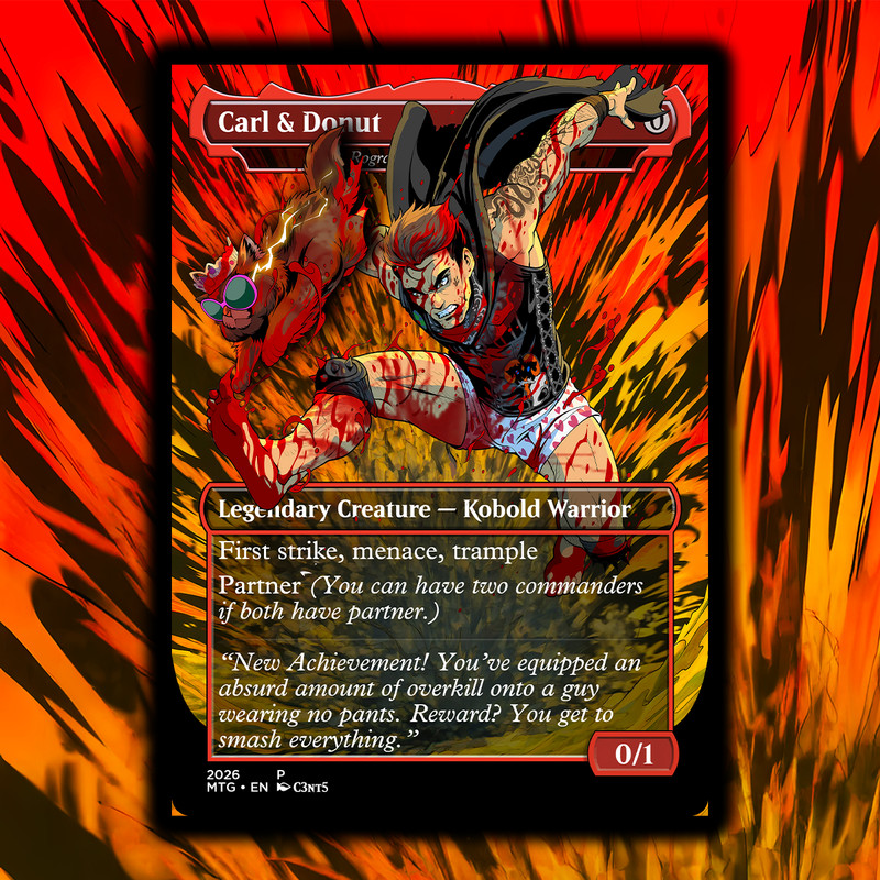 Dungeon Crawler Carl & Donut (Rograkh, Son of Rohgahh) EDH MTG DCC Foil Custom