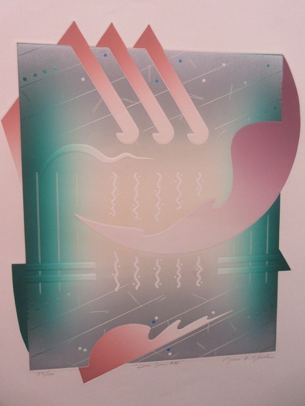 BRUCE R. BLEACH - "LUNE DEMI III" AQUATINT ETCHING EMBOSSED HAND SIGNED AND #'ED gallery