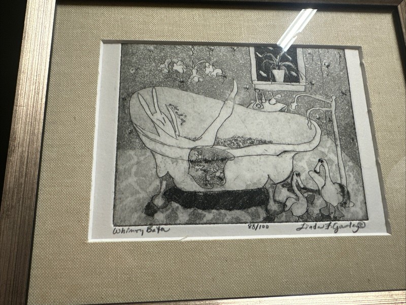 Whimsy Bath Etching Signed and Numbered 88/100 6×7”