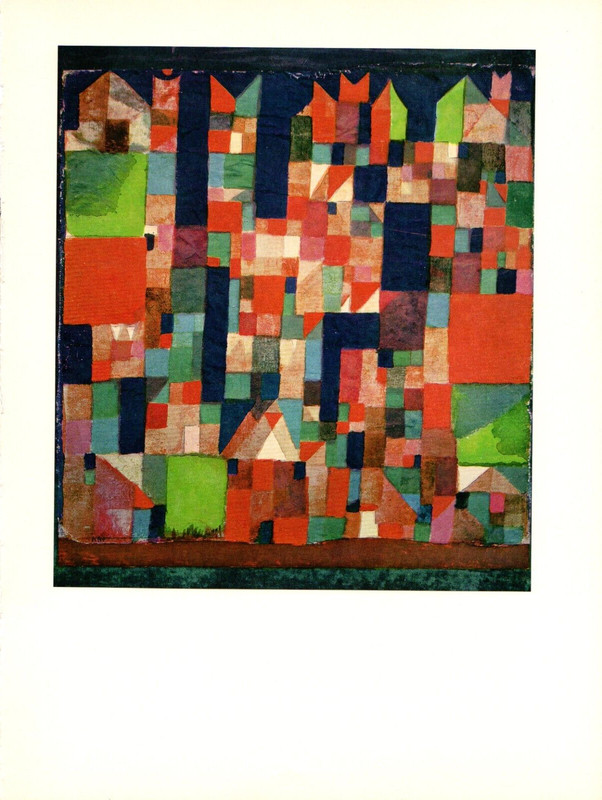 1967 Vintage PAUL KLEE «CITY PICTURE RED & GREEN ACCENTS COLOR offset Lithograph